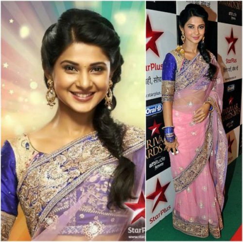 embellished saree kumud, saraswatichnadra saree, kumud in saree, jennifer winget in saree