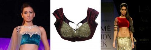 Click to get Velvet Designer blouse for saree velvet Designer saree blouse