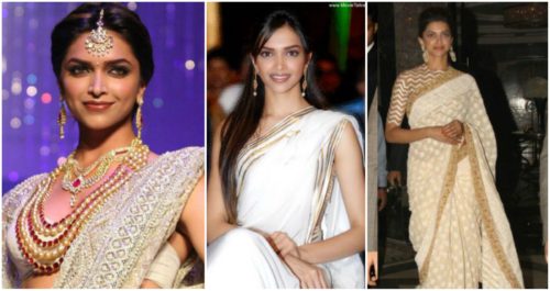 Deepika Padukone in white saree