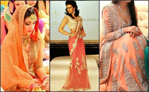 Peach wedding ethnic wear