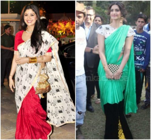 Actresses in masaba prints saree