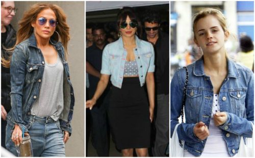 celebs in denim top wear