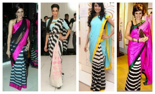 masaba sarees in stripes