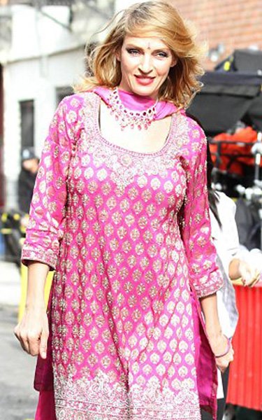 Uma Karuna Thurman in pink Salwar Suit
