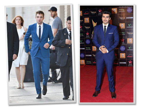 Robert Pattinson and Arjun Kapoor in Blue Coat suits