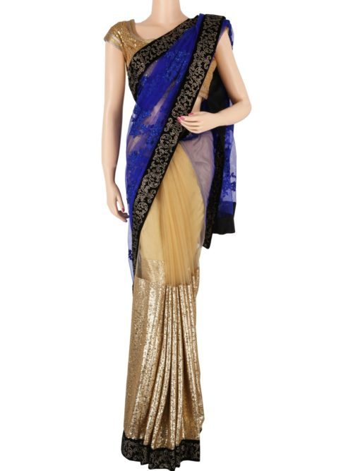 View more Sarees Blue Sequins Party wear saree