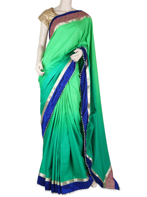 Green shaded cotton silk saree