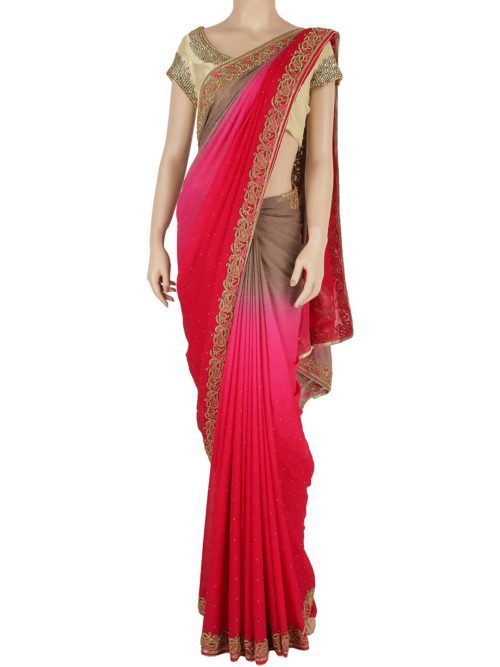 Shaded saree with embroidery