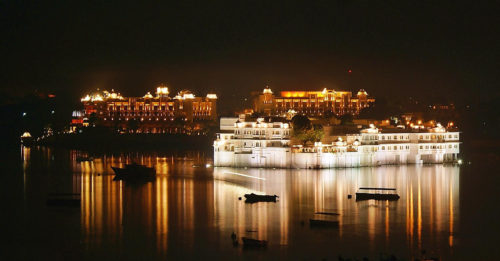 The Lake Palace at night
