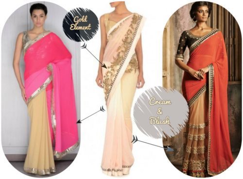 Cream and Blush designer sarees