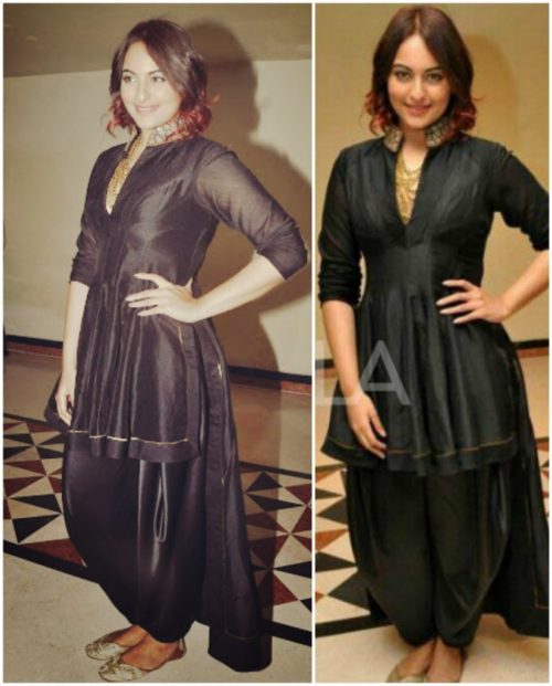 Sonakshi Sinha in Black indo western salwar suit by Tarun Tahiliani