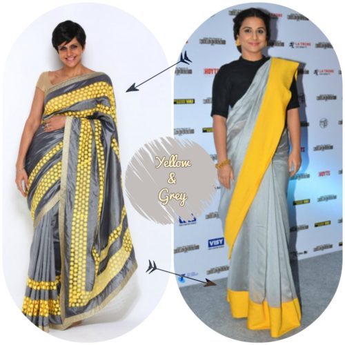 Yellow and grey sarees