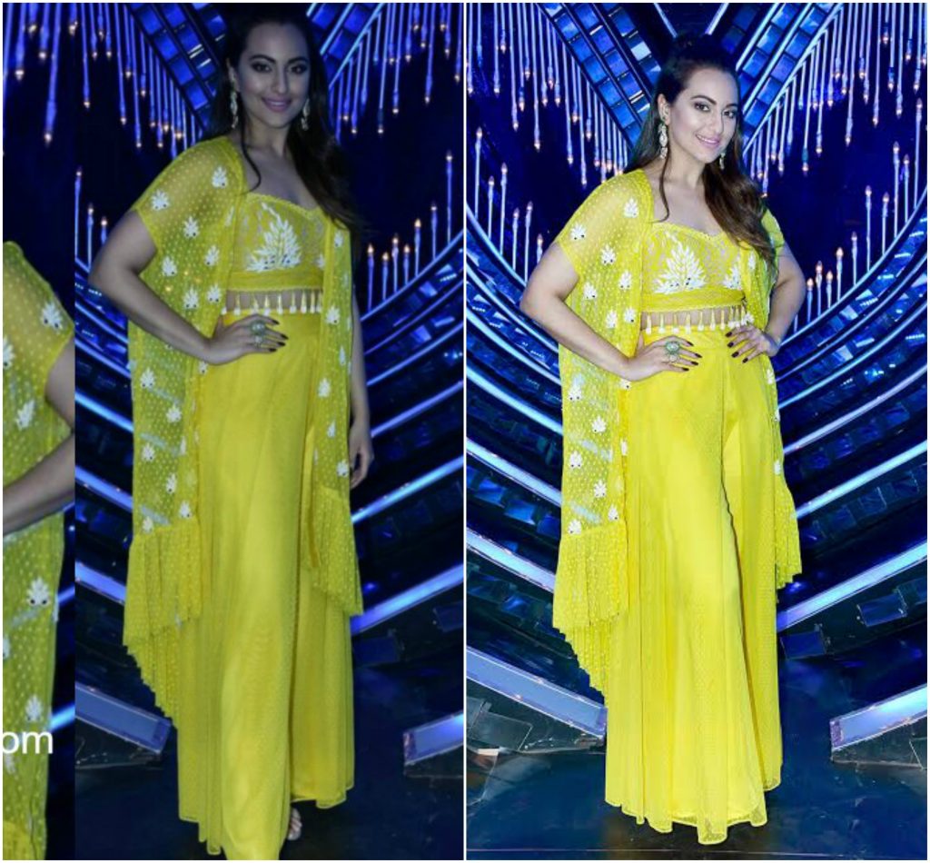 Sonakshi Sinha in yellow indo western salwar suit at nach baliye 