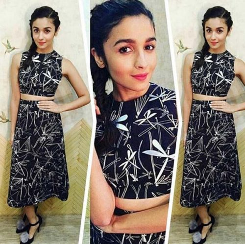 Alia Bhatt dragonfly print Crop Top and Skirt