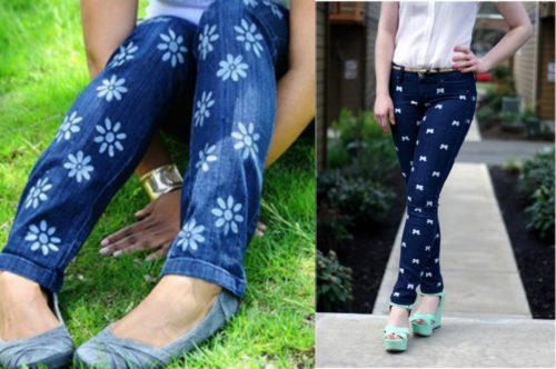 Print denim jeans