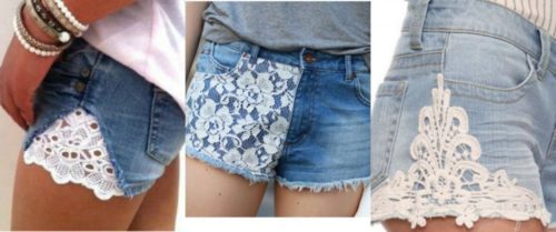 fringe patch shorts