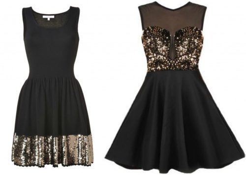 Black dress in metallic embellishments