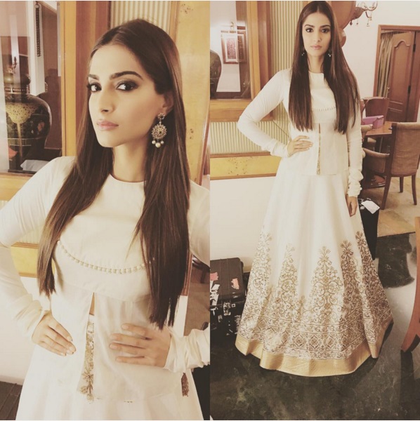 Sonam Kapoor in white outfit by Rohit Bal