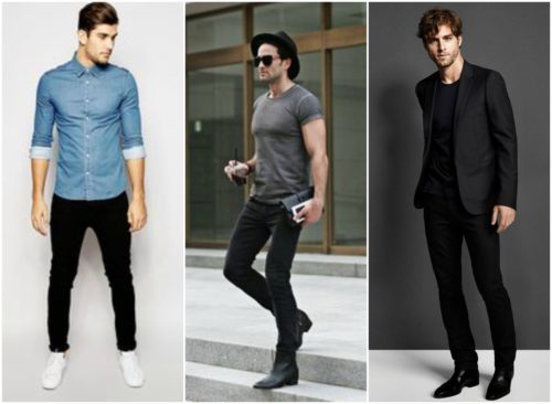 Mens plain black jeans fashion