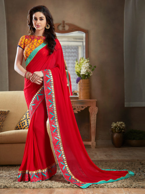View All G3 Red Sarees red casual wear georgette sari