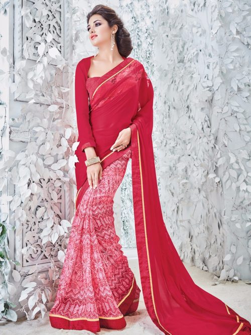 View more Red Half n half Saree Red Half n half Saree