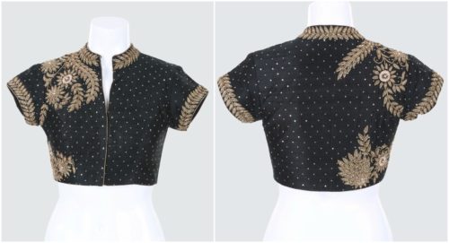 View more designer black collar neck raw silk blouse designer black collar neck raw silk blouse
