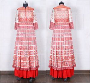 View more Anarkali Suit Red Printed Cotton Anarkali Suit
