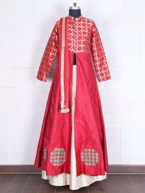 Red salwar kameez lehenga style