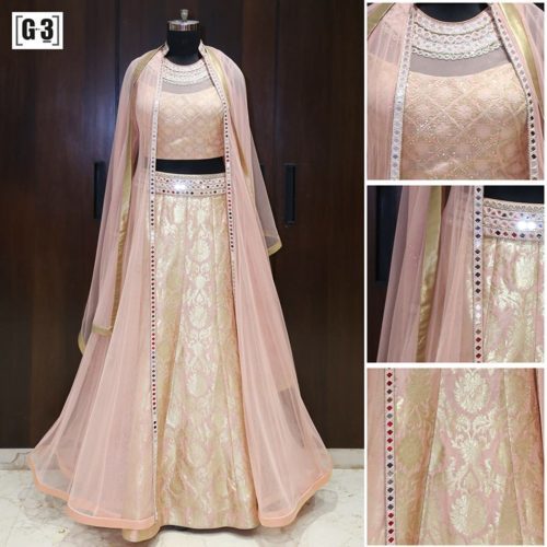 Net long jacket with Anarkali Lehenga