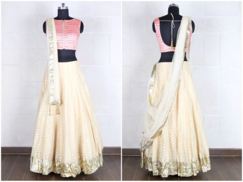 Pink with golden sparkle and white combination Lehenga Choli