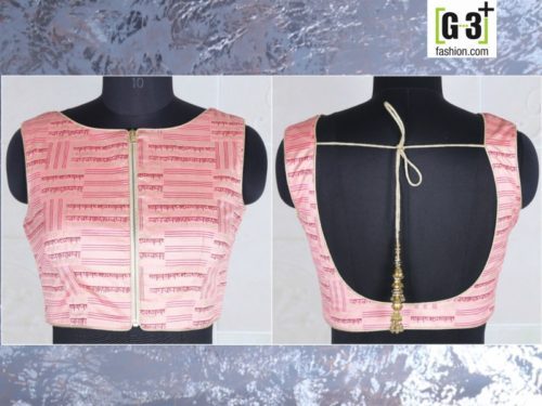 Pink color printed choli with opening zipper