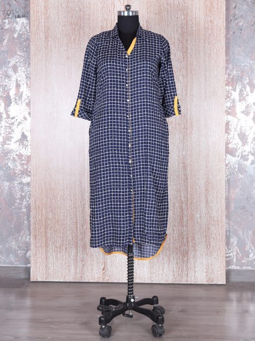 Checks print and shirt style silhouettes