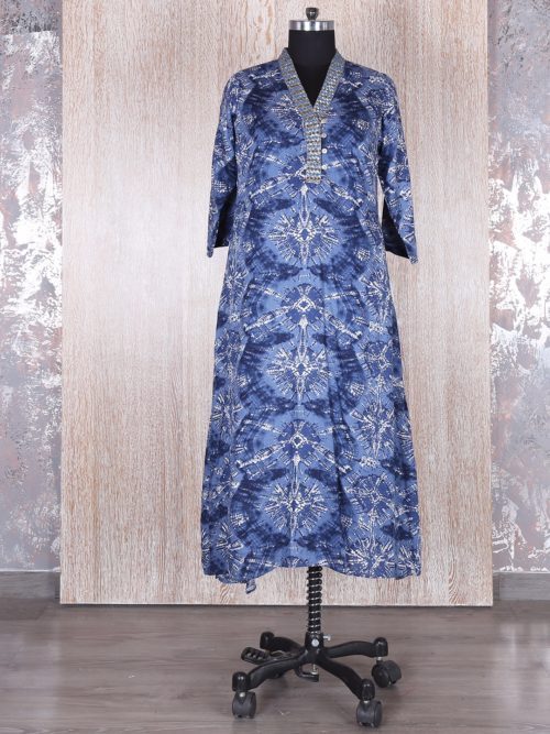 V neckline cotton Kurti with Print