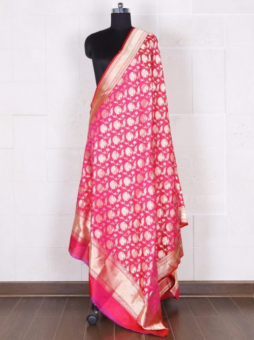 pure silk fabric with heavy golden floral weave