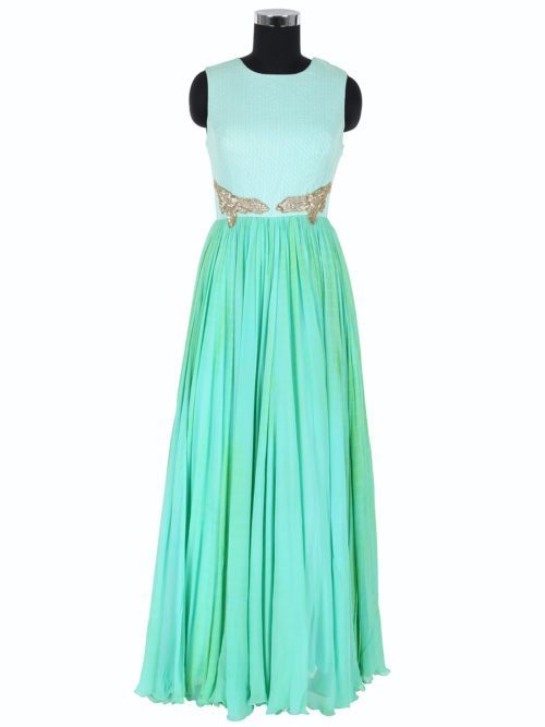 blue beach wedding gown