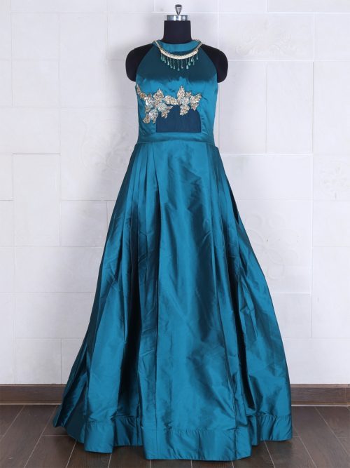 Blue Green Floor Length Gown