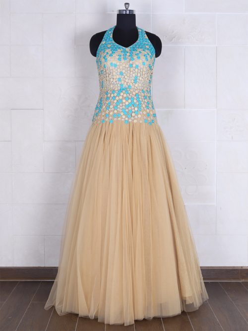 Beige blue gown