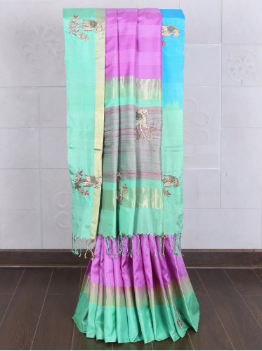 purple lavender silk saree