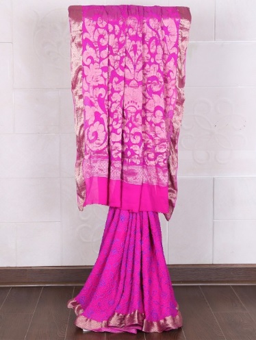 bandhani purple saree