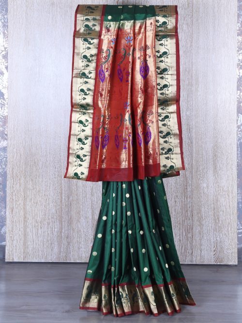 green red saree