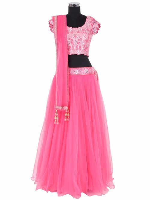 Designer baby pink flared lehenga