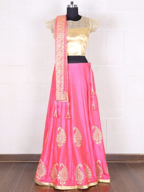 Classy Pink raw silk lehenga choli