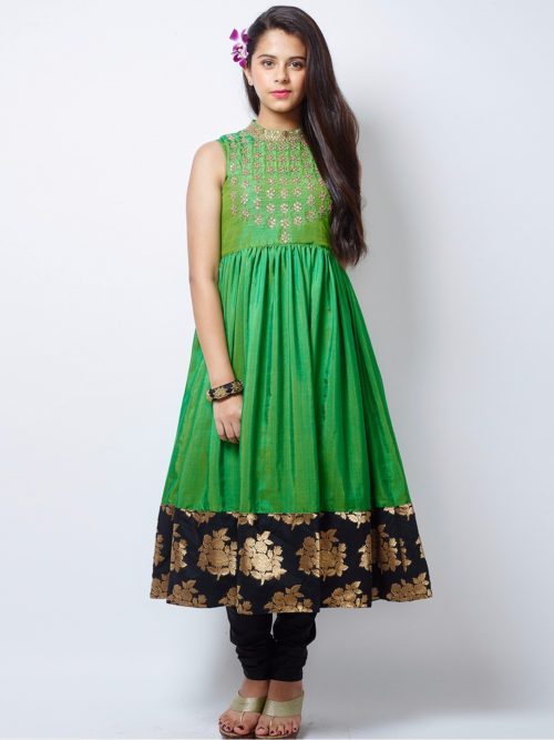Girls Green Anarkali suit