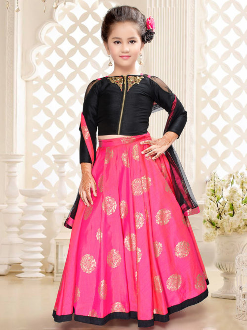 Girls Pink Lehenga Choli