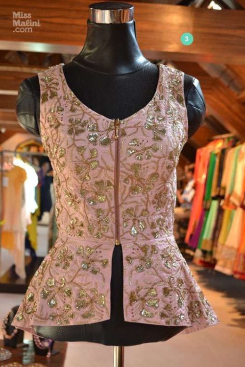 V neck line Peplum style blouse