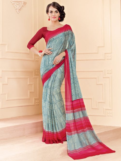 printed georgette saree