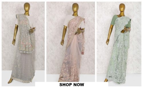 net designer sarees
