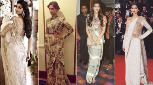 View all Sarees types Sonam Kapoor in Anamika Khanna sarees