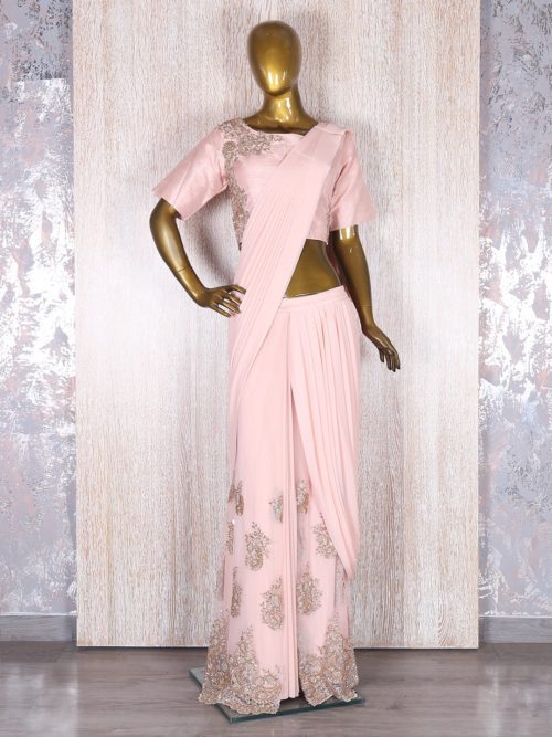 pink ready to wear saree