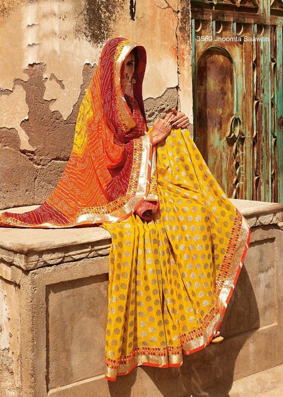 Rajasthani style saree drape